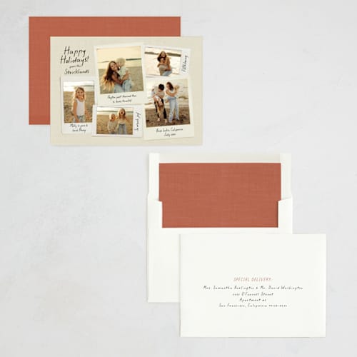 This is a linen new year photo cards with standard by Kamala Nahas called insta joy printing on recycled smooth signature in standard