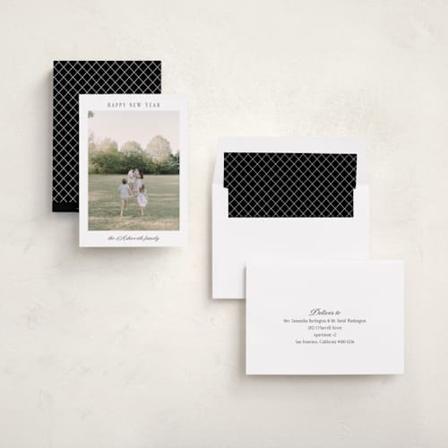 This is a snow new year photo cards with standard by Nicole Walsh called momento printing on recycled smooth signature in standard