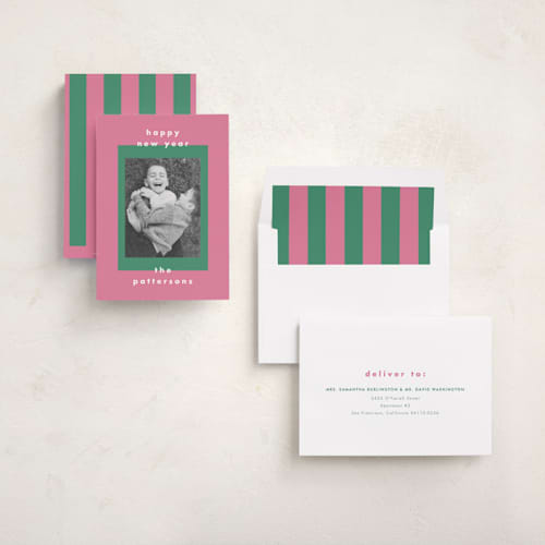 This is a watermelon new year photo cards with standard by AK Graphics called colorblock printing on recycled smooth signature in standard