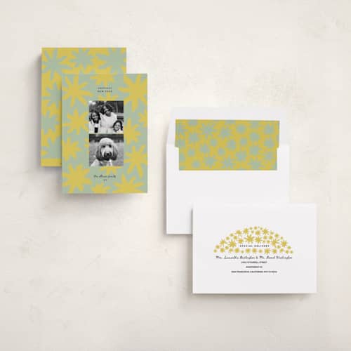 This is a lemon new year photo cards with standard by Carrie Moradi called starryworks printing on recycled smooth signature in standard