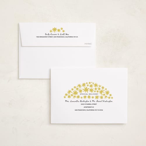 This is a lemon new year photo cards with standard by Carrie Moradi called starryworks printing on recycled smooth signature in standard