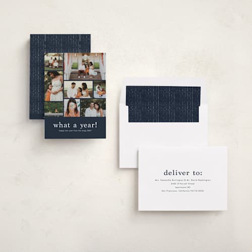 This is a lake new year photo cards with standard by Stacey Meacham called at a glance printing on recycled smooth signature in standard