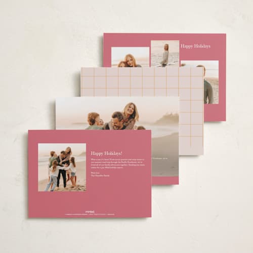 This is a blush new year photo cards with standard by Owl and Toad called cheers to new printing on recycled smooth signature in standard