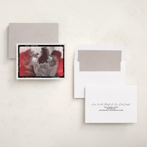 This is a mist new year photo cards with standard by Lissabeth Anglin called portra printing on recycled smooth signature in standard