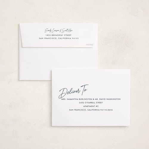 This is a lake new year photo cards with standard by Stacey Meacham called simply scripted printing on recycled smooth signature in standard