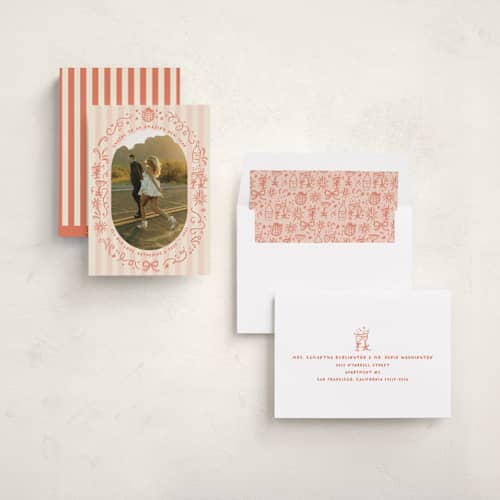 This is a poppy new year photo cards with standard by Creo Study called doodled cheers printing on recycled smooth signature in standard