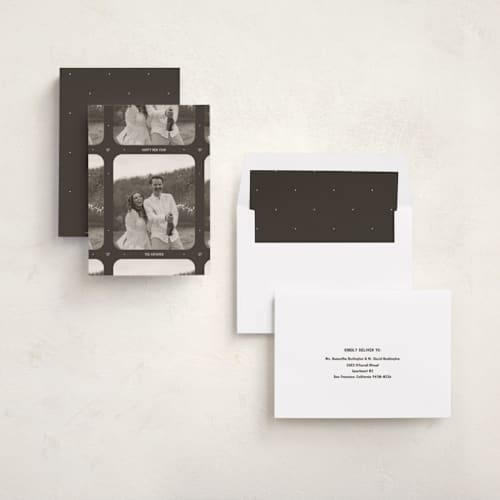 This is a coffee bean new year photo cards with standard by Meggy Masters called vintage film printing on recycled smooth signature in standard