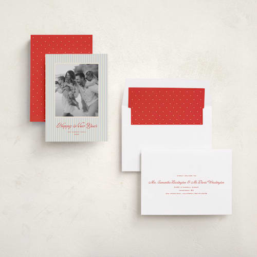 This is a berry new year photo cards with standard by Wildfield Paper Co called newport printing on recycled smooth signature in standard
