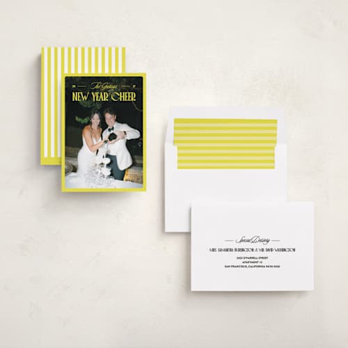 This is a lemon new year photo cards with standard by Jenna Holcomb called bright and cheery printing on recycled smooth signature in standard