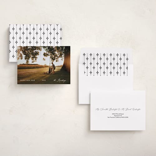 This is a snowflakes new year photo cards with standard by Lucrecia Caporale called simple moments printing on recycled smooth signature in standard