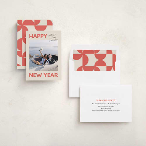 This is a candy cane new year photo cards with standard by Carmia Jordaan called big and bold printing on recycled smooth signature in standard