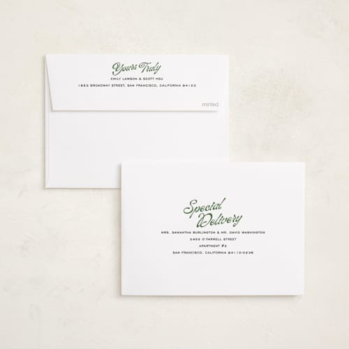 This is a spruce new year photo cards with standard by Owl and Toad called new location printing on recycled smooth signature in standard