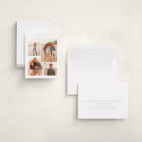 This is a snow new year photo cards with standard by chocomocacino called xerotiri printing on recycled smooth signature in standard