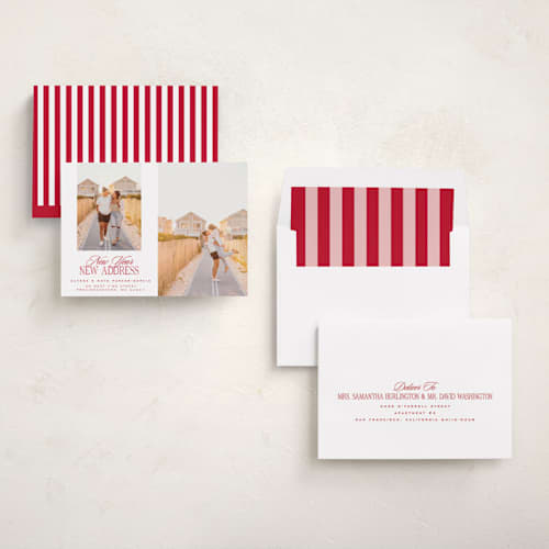 This is a candy cane new year photo cards with standard by Jenna Holcomb called new home duo printing on recycled smooth signature in standard