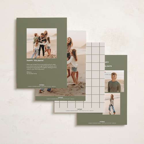 This is a sage new year photo cards with standard by Everett Paper Goods called new but same printing on recycled smooth signature in standard
