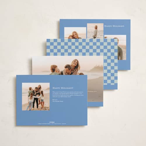 This is a sky new year photo cards with standard by Jackie Crawford called fun border checkers printing on recycled smooth signature in standard