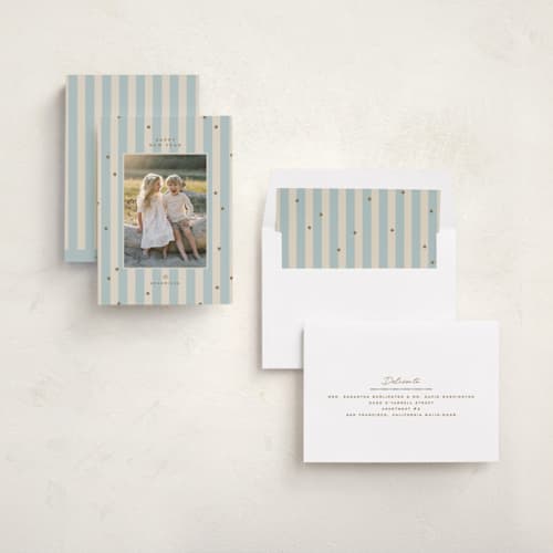 This is a frost new year photo cards with standard by Ellen Schlegelmilch called stars & stripes printing on recycled smooth signature in standard