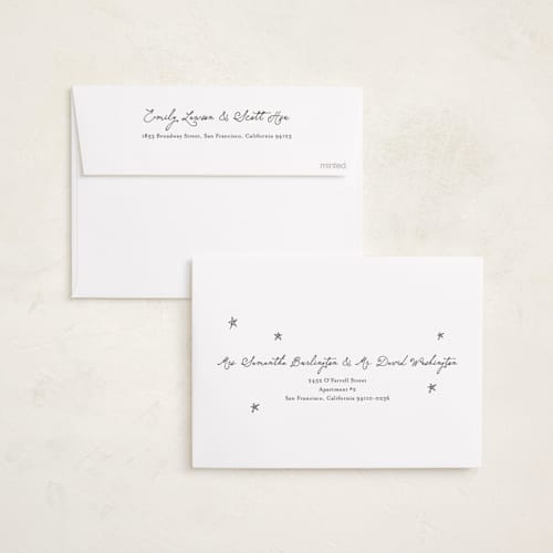 This is a vanilla new year photo cards with standard by Benita Crandall called hand drawn stars printing on recycled smooth signature in standard