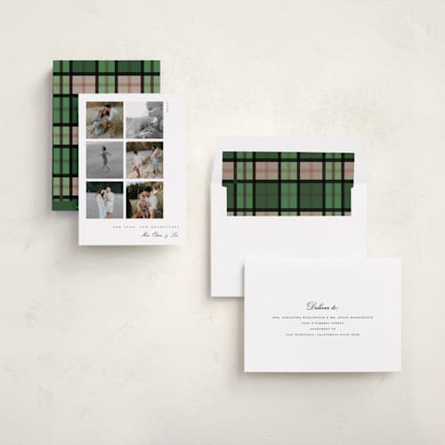 This is a snow new year photo cards with standard by Morgan Kendall called window pane printing on recycled smooth signature in standard