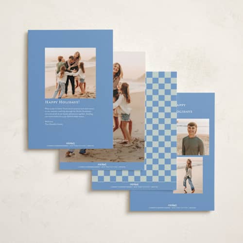 This is a sky new year photo cards with standard by Jackie Crawford called fun border checkers printing on recycled smooth signature in standard