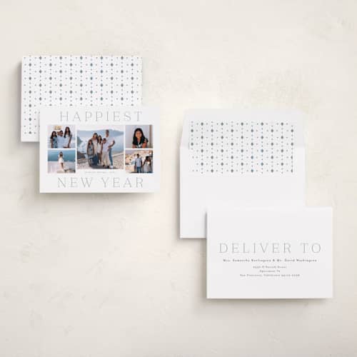 This is a frost new year photo cards with standard by Deynaaz Daraei called palinuro printing on recycled smooth signature in standard