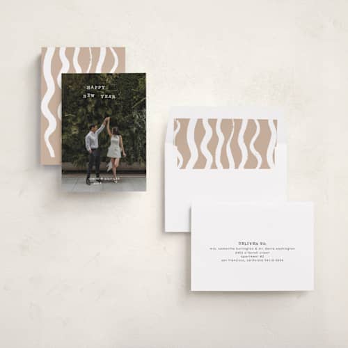 This is a winter new year photo cards with standard by Kelly Watkins called typewriter printing on recycled smooth signature in standard