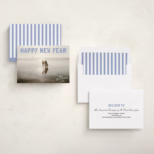 This is a frosted sky new year photo cards with standard by Cass Loh called boldly soft printing on recycled smooth signature in standard