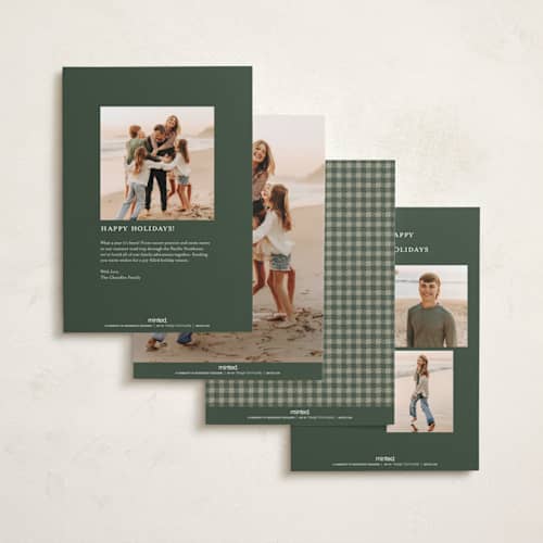 This is a evergreen new year photo cards with standard by Wildfield Paper Co called slate printing on recycled smooth signature in standard