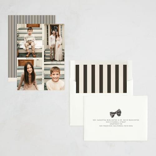 This is a ecru new year photo cards with standard by Morgan Kendall called grid printing on recycled smooth signature in standard