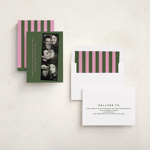 This is a olive new year photo cards with standard by Kristie Kern called snaps printing on recycled smooth signature in standard