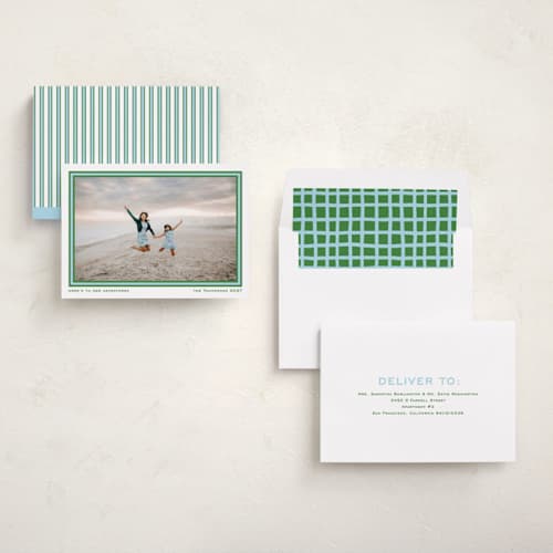 This is a grass new year photo cards with standard by Ashlee Townsend called preppy adventures printing on recycled smooth signature in standard