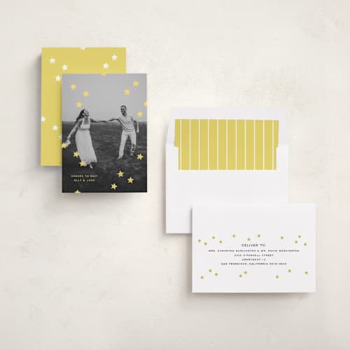 This is a citrus new year photo cards with standard by Ellen Schlegelmilch called spangled printing on recycled smooth signature in standard
