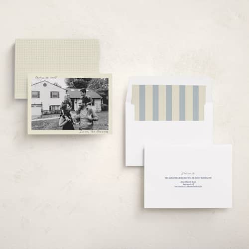 This is a bluebird new year photo cards with standard by Helena Vitto called nostalgia printing on recycled smooth signature in standard