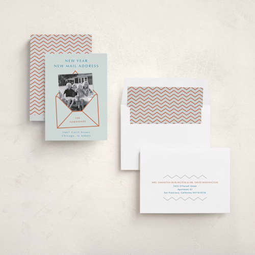 This is a wintermint new year photo cards with standard by lulu and isabelle called new mail address printing on recycled smooth signature in standard