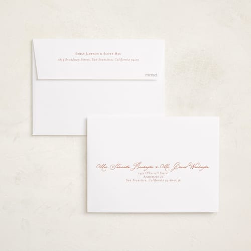 This is a cedar rust new year photo cards with standard by Sabrin Deirani called red letter year printing on recycled smooth signature in standard