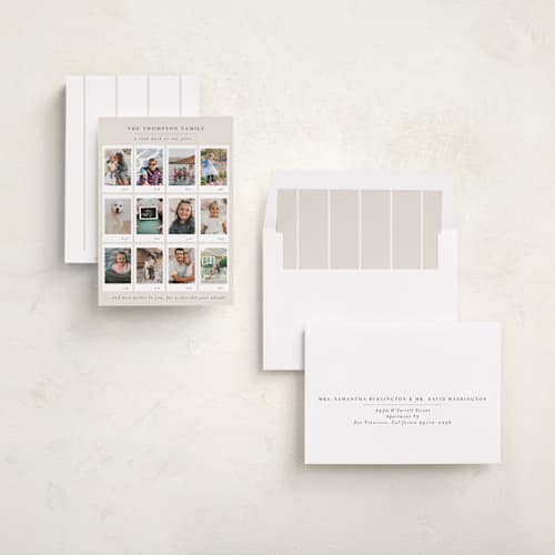 This is a ecru new year photo cards with standard by Meggy Masters called memory album printing on recycled smooth signature in standard