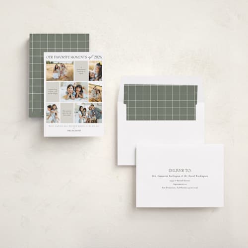 This is a tinsel new year photo cards with standard by Adelyn T. called favourite moments printing on recycled smooth signature in standard