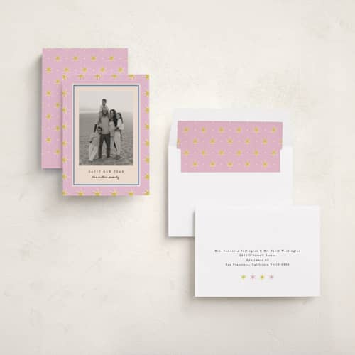 This is a gumdrop new year photo cards with standard by Amy Kross called clayton printing on recycled smooth signature in standard