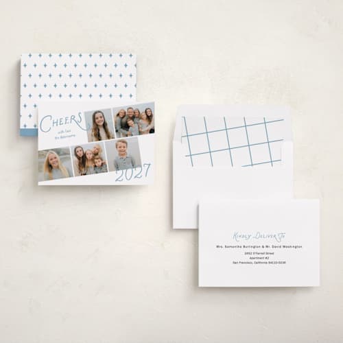 This is a frost new year photo cards with standard by Deynaaz Daraei called fregona printing on recycled smooth signature in standard