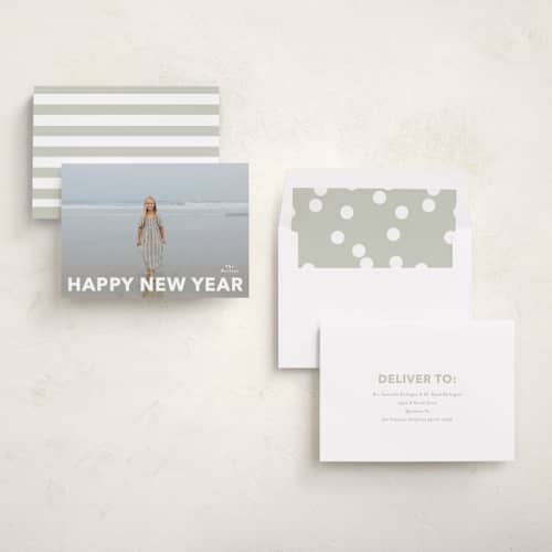 This is a cloud new year photo cards with standard by Angela Thompson called new year edge printing on recycled smooth signature in standard