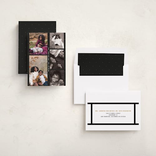This is a midnight new year photo cards with standard by Bramble Studio called on film printing on recycled smooth signature in standard