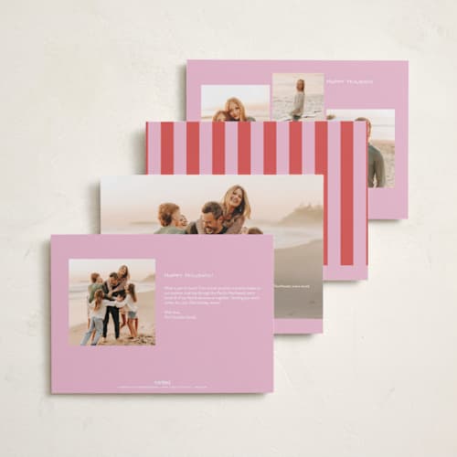 This is a peppermint new year photo cards with standard by Erin German called cheers to a bright new year printing on recycled smooth signature in standard