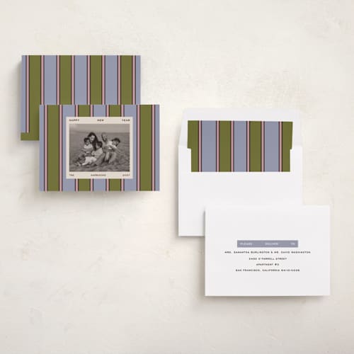 This is a garden new year photo cards with standard by Kercia Jane called color rhythm printing on recycled smooth signature in standard