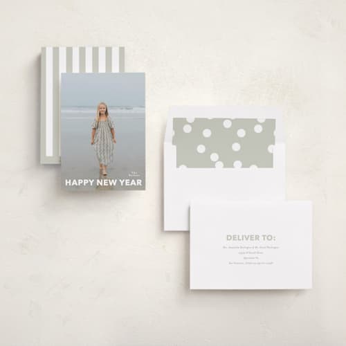 This is a cloud new year photo cards with standard by Angela Thompson called new year edge printing on recycled smooth signature in standard