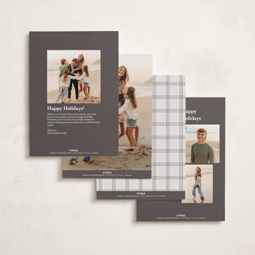 This is a snowflake new year photo cards with standard by Hooray Creative called many merry moments printing on recycled smooth signature in standard