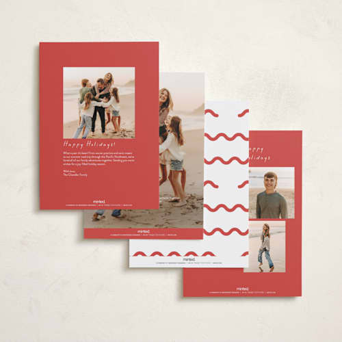 This is a candy cane new year photo cards with standard by Blustery August called party squiggle printing on recycled smooth signature in standard