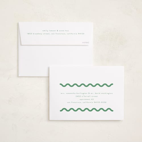 This is a spearmint new year photo cards with standard by Blustery August called party squiggle printing on recycled smooth signature in standard