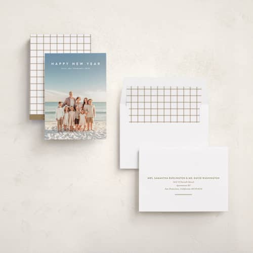This is a snow new year photo cards with standard by Lucrecia Caporale called minimal style printing on recycled smooth signature in standard