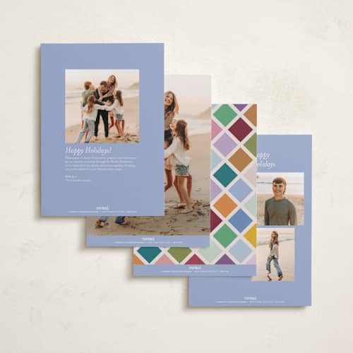 This is a rainbow new year photo cards with standard by lulu and isabelle called a year of colors printing on recycled smooth signature in standard
