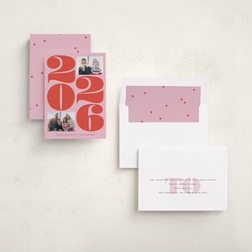 This is a candy new year photo cards with standard by Lori Wemple called big new year printing on recycled smooth signature in standard